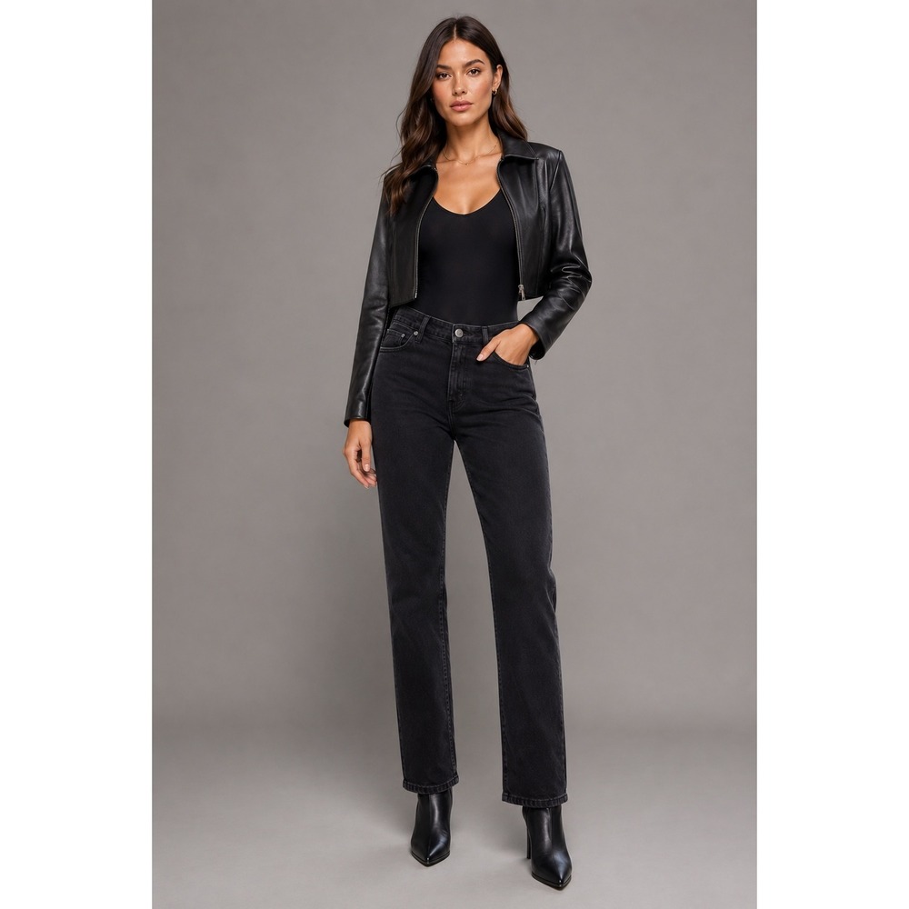HUDSON Los Angeles Straight Leg Jeans Night Time Black Women's Size 10 NWT
